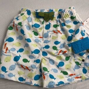 Absorba multicolor swim trunks with fish design 3-6 mo